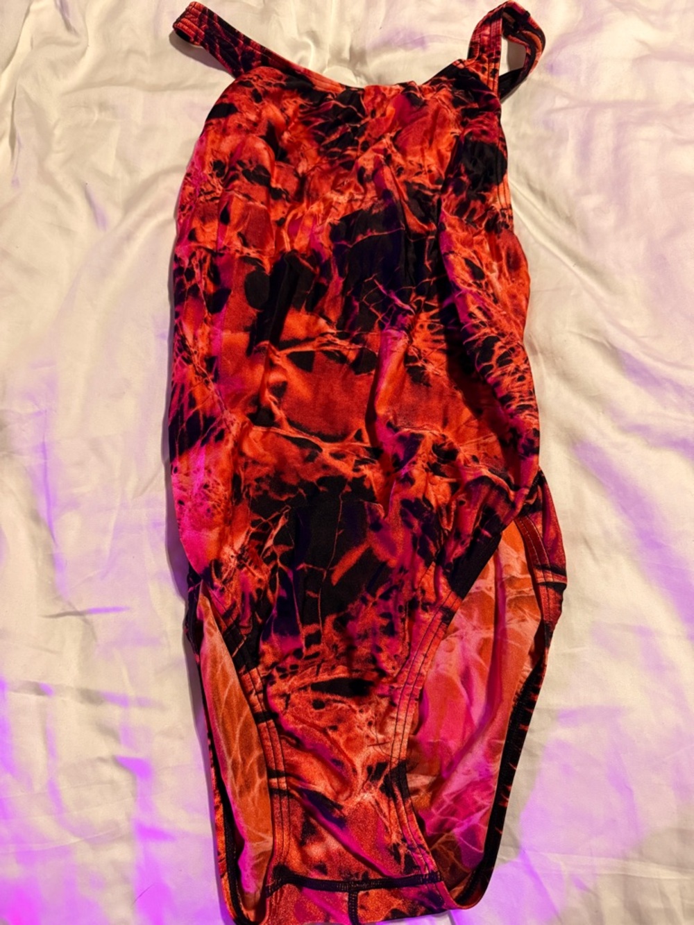 Speedo Women's One Piece Swimsuit in Red and Black Abstract Print